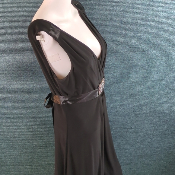 Scarlett Nite Cocktail Dress With Satin Belt, Rhinestone Center Detail - Picture 12 of 15